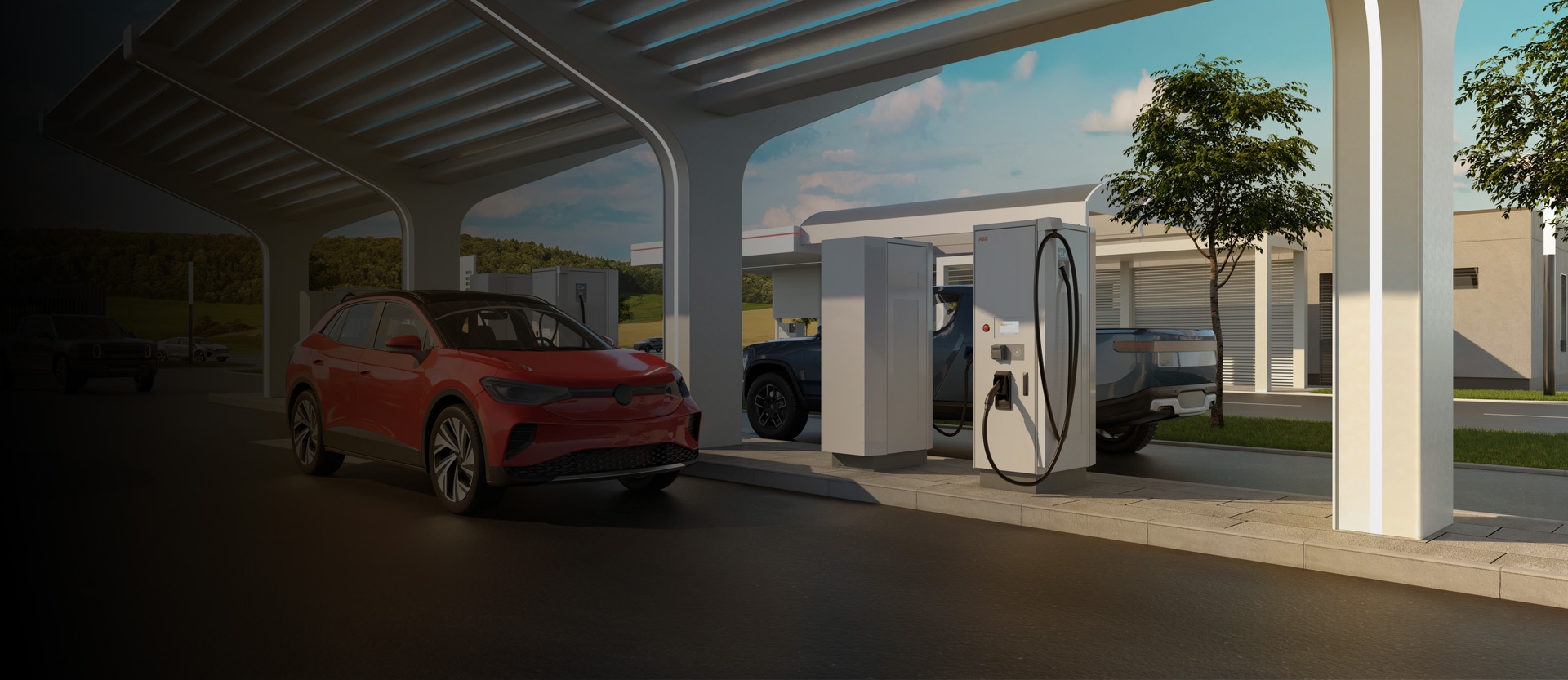 T184 chargers installed at a location, suitable for various electric vehicles