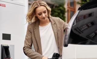 Woman charging car