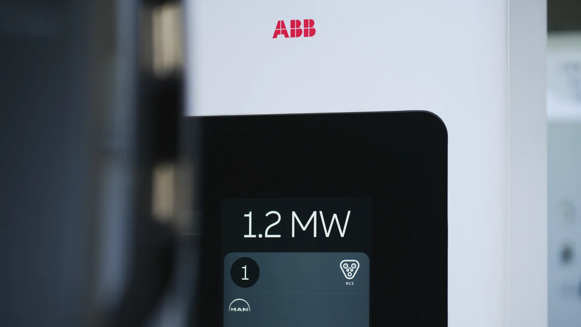 Close-up of the ABB E-mobility MCS1200 interface