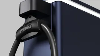 The corner of a C50 charger configured to dark blue