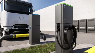 Two charger in front of a truck