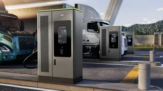 Trucks next to MCS1200 chargers
