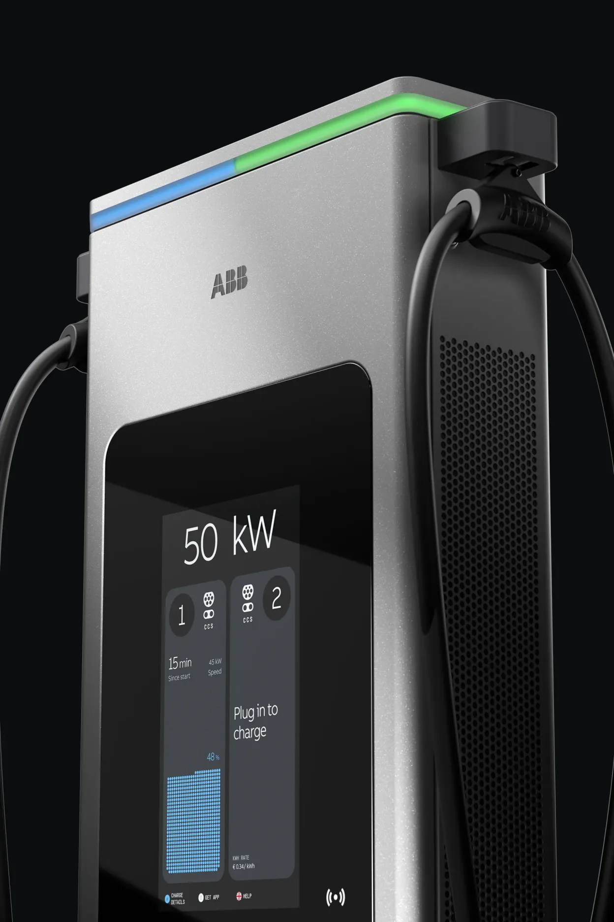 Mid-shot of a C50 charger with a charging session in progress