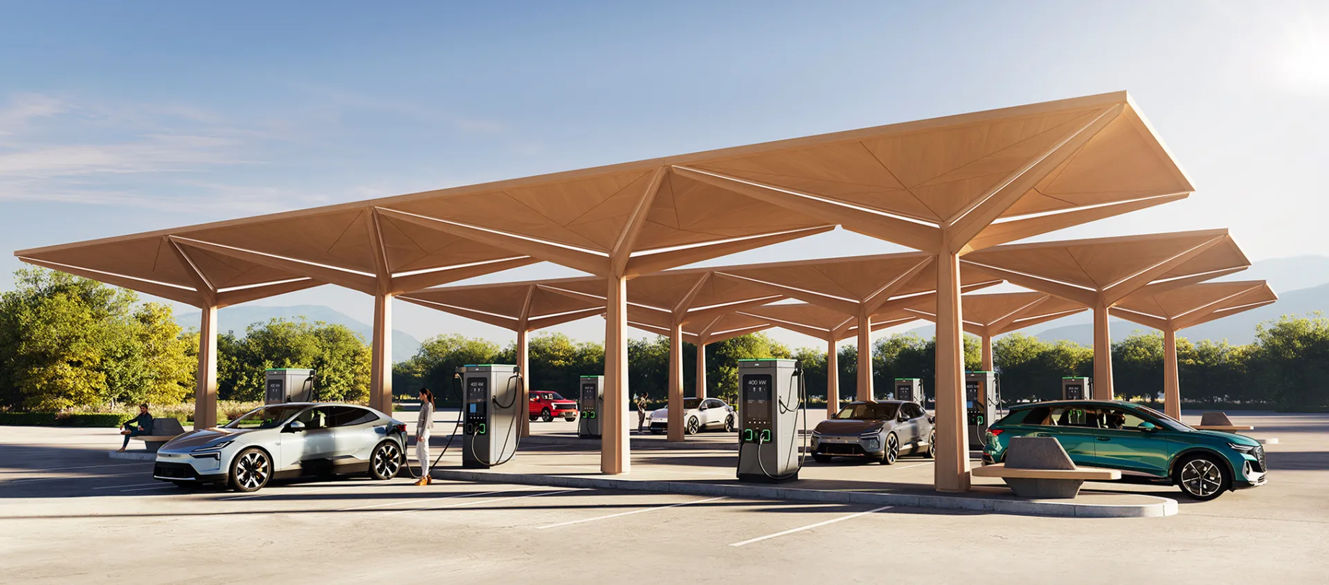 Charging station with multiple charging points