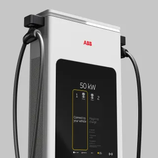Mid-shot of the C50 charger's HMI on a large screen