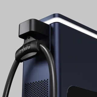 The corner of a C50 charger configured to dark blue