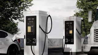 A400 chargers in use by a car and a truck