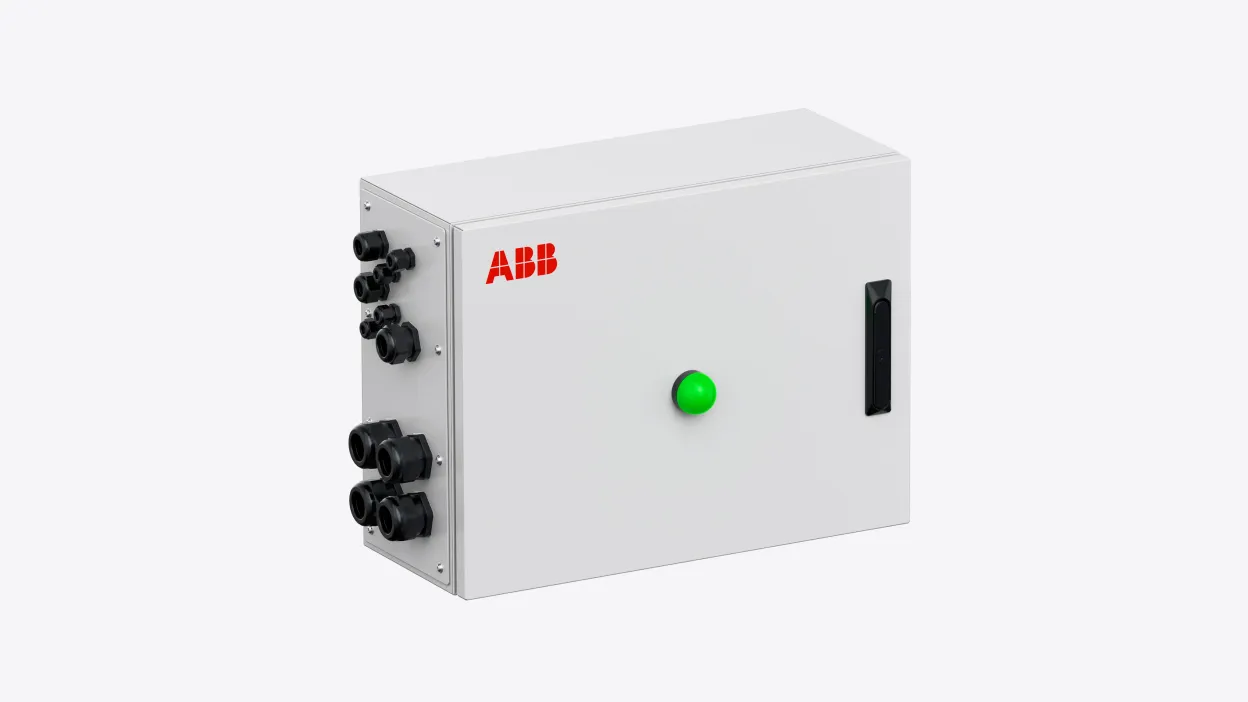Shows a product shot of a control box