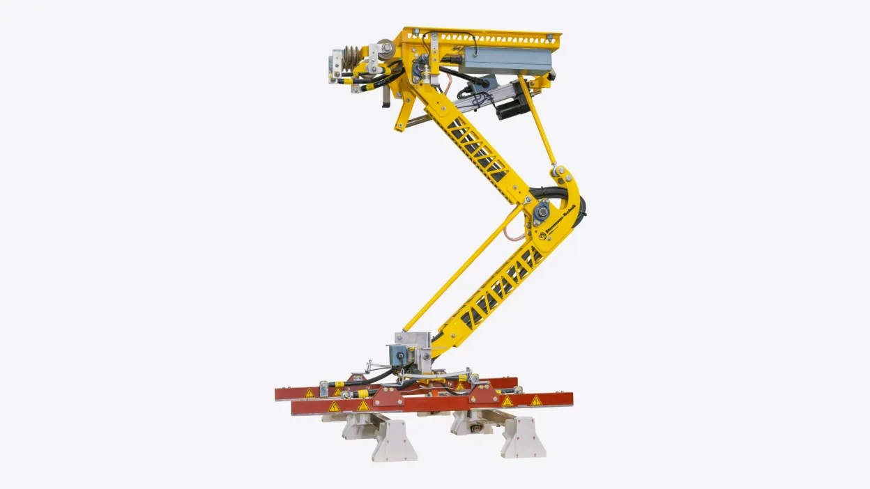 Inverted pantograph, positioned over the vehicle at depot for overnight or longer charging session offers an ideal solution for charging bus fleets.