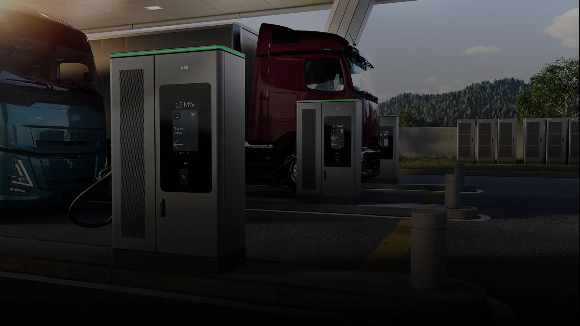 MCS1200 chargers available for use at a public charging site for trucks
